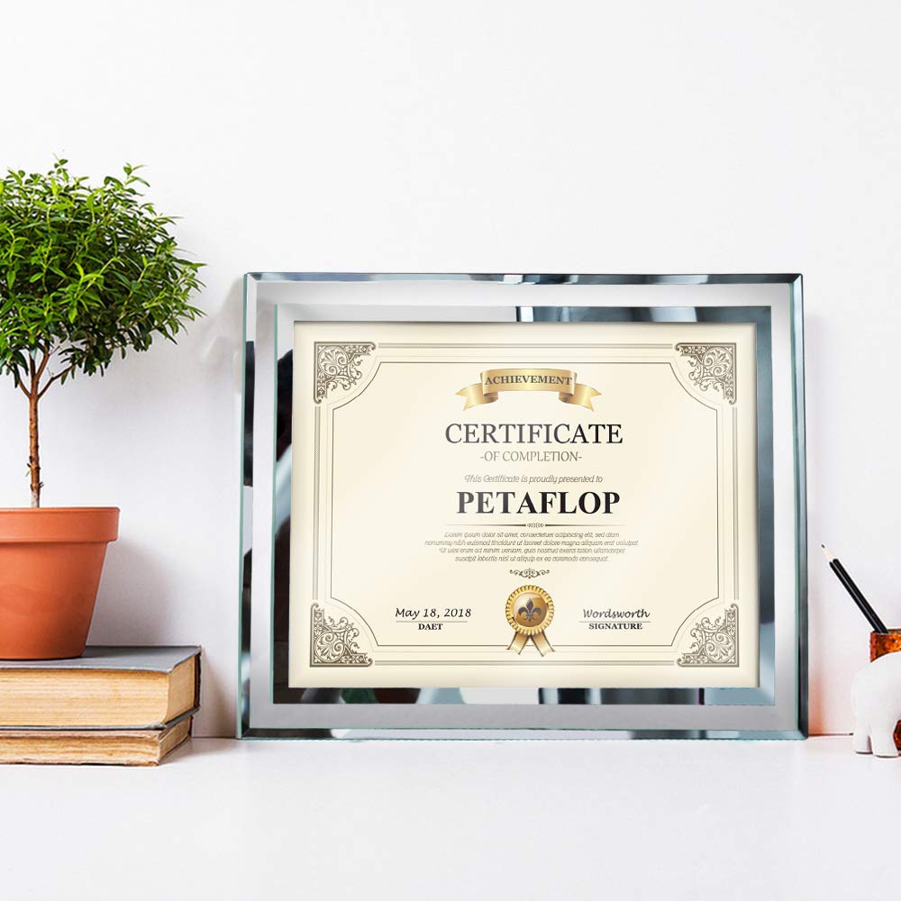 PETAFLOP 8.5x11 Picture Frames Glass 8.5 x 11 Frame Tabletop Display, 2 Pack clear
