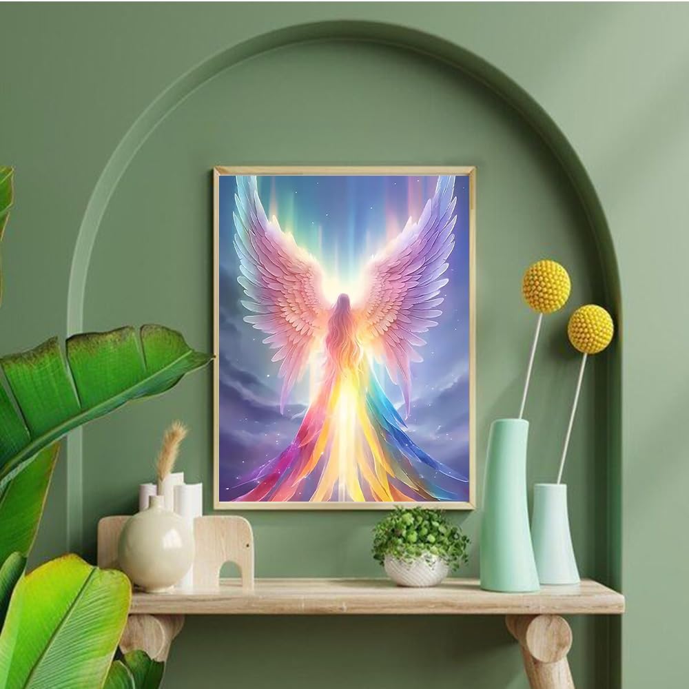 WEMEON Square Drill Diamond Painting Angel- 5D Full Square Diamond Art Kits for Adults with Tools, Stunning No-Gap Design, Easy to Apply and Frame, Home Wall Decor, Gift Idea(12X16 Inch)