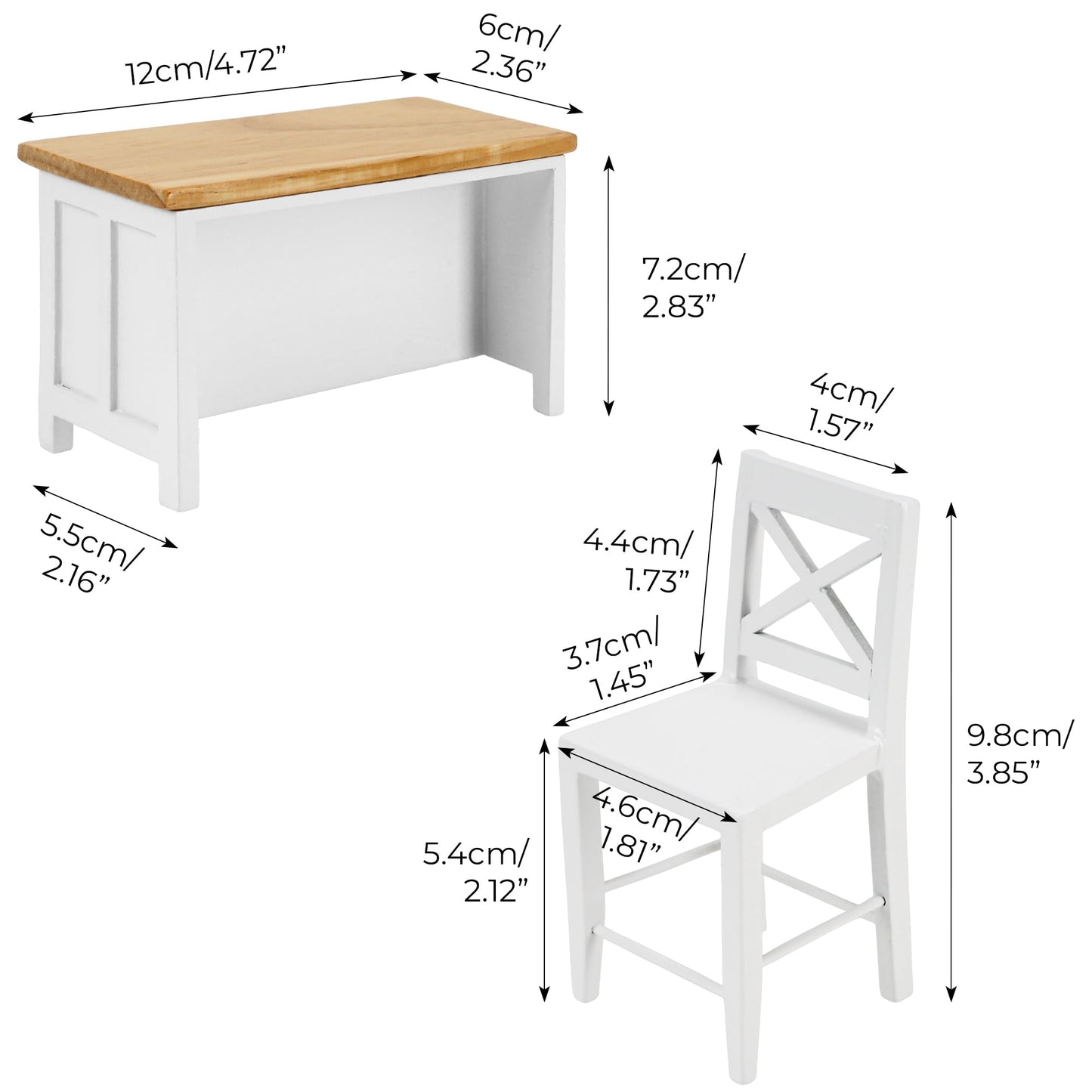 1/12 Dollhouse Kitchen Islands Dining Table Chairs Set – Miniature Kitchen with Stools, Modern Wood Furniture for Dollhouse Room Decor – Realistic Miniatures for Restaurant Bar Pub Barbie Crafts