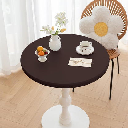 47 Inch (Coffee,47" Round Fitted PU Tablecloth with High Elastic Edge Dia Waterproof Oil Proof Table Cloth Anti-Scald