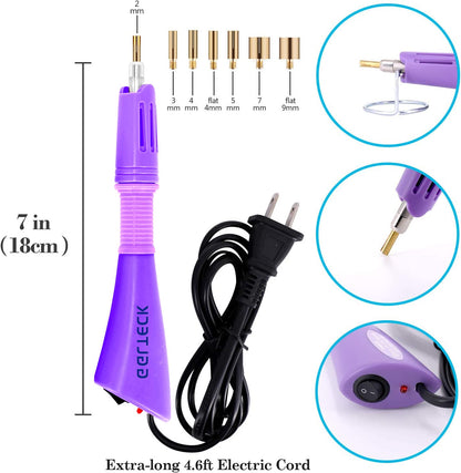 GGLTECK Hotfix Applicator Rhinestones, DIY Hot Fix Rhinestone Applicator Wand Setter Tool Kit with 7 Different Sizes Tips, Tweezers & Brush Cleaning kit and 2 Pack Hot-Fix Crystal Rhinestones