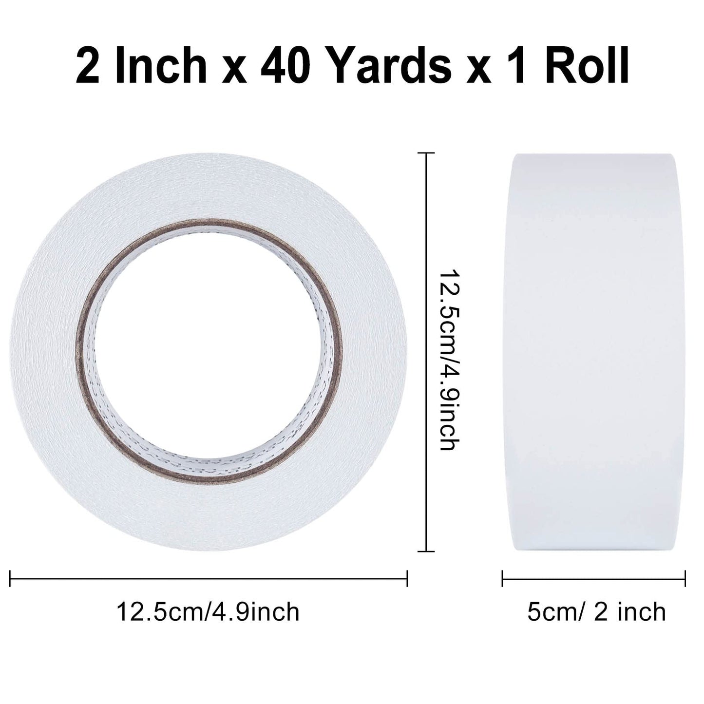 LELADY Double Sided Tape 2 Inch x 40 Yards- 1 Roll Double-Sided Adhesive Sticky Tape, High Adhesive Double-Sided Tape, for Arts, Crafts, Office School Stationery Supplies