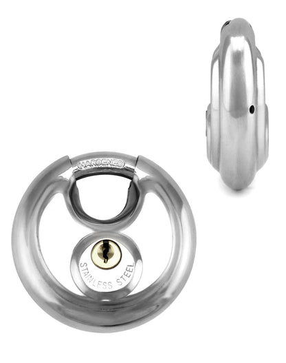 QWORK Disc Locks, 1 Pack Heavy Duty Steel Keyed Padlock Disc Storage Locks for Storage Unit, Moving Trailers, Shed, Fence, 3/8" Shackle