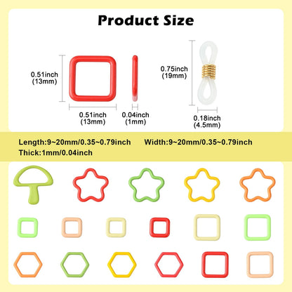Gythara 60 pcs Iron Knitting Tool Crochet Locking Stitch Markers Holder with Eyeglasses Rubber Loop Stopper Ends for DIY Jewelry Crocheting Knitting Craft Bag Findings