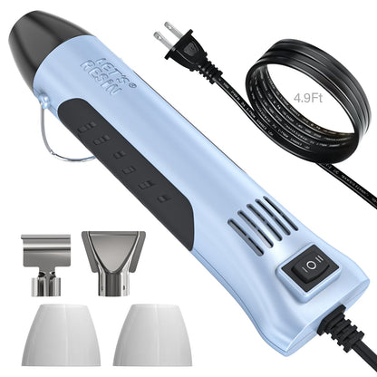 LET’S Resin Heat Gun for Crafting, 350W Fast Heat Dual Temp Hot Air Gun (482°F~752°F), Multiple Nozzles,Silicone Covers for Easy Cleaning, 4.9Ft Cable Mini Heat Gun,for Resin,Shrink Tubing,Vinyl Wrap