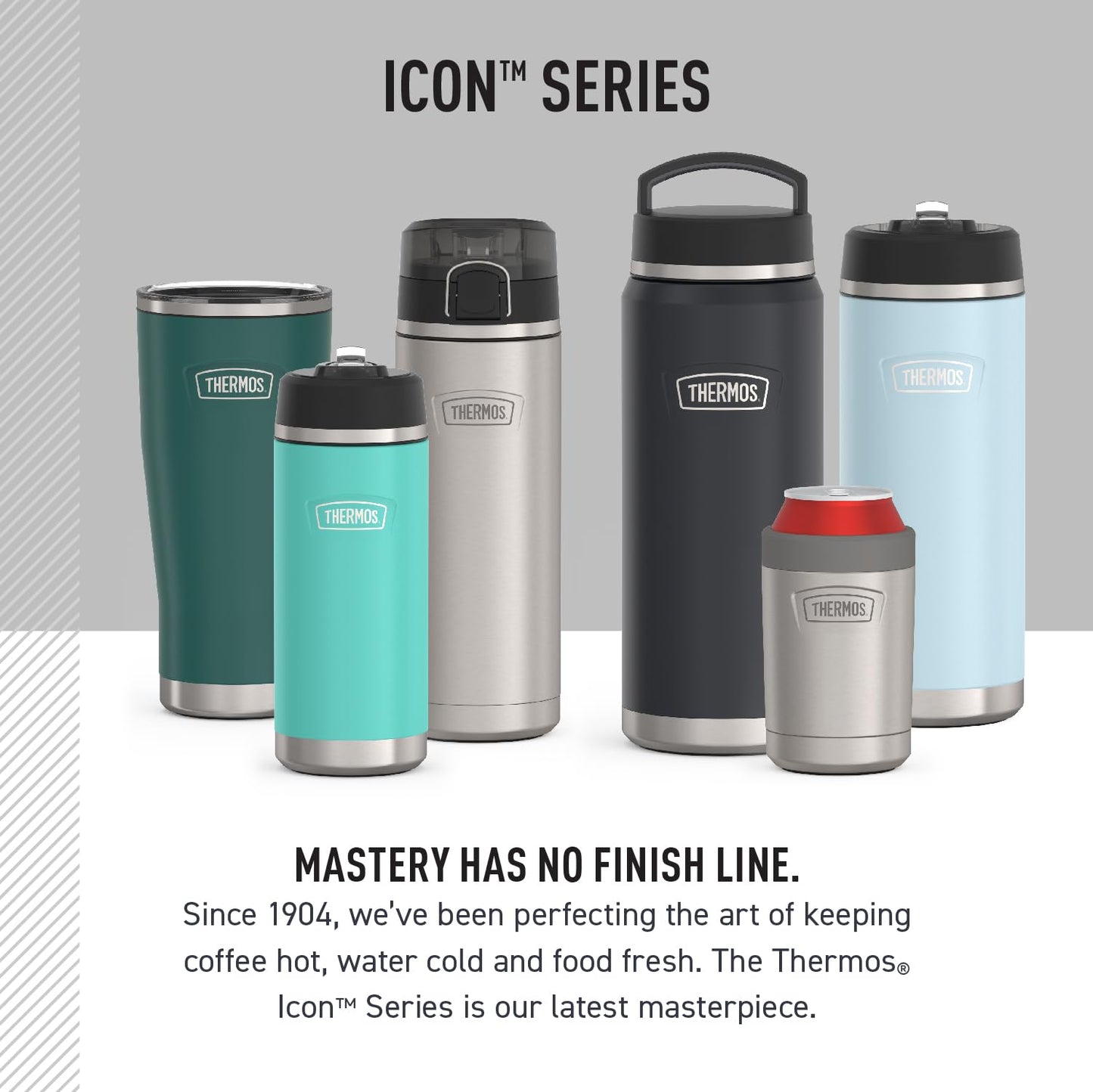 THERMOS ICON SERIES Stainless Steel Water Bottle with Spout - 24 Ounce, Granite - Vacuum Insulated Water Bottle with Lid
