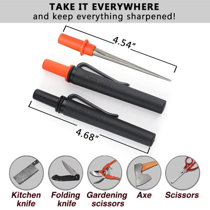 Cool Hand 4.5" Tapered Diamond Knife Sharpener Rod with Fish Hook, Gut Hook and Needle Sharpener, Grit 320/600, 2 Packs with Fine and Coarse grits, Easy to Carry, Serrated knife sharpener