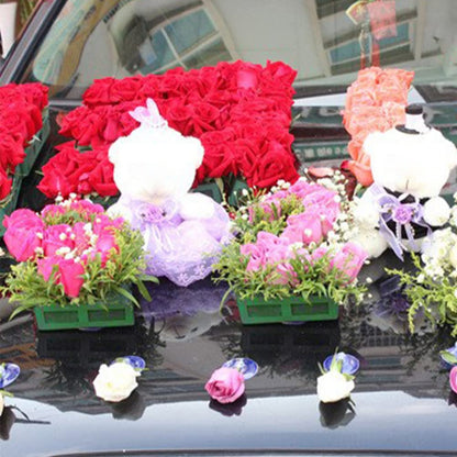 Xiaokeis 2 Floral Foam Cage with Suction Cups for Flower Arrangements, Square Floral Foam Cage Flower Holder for Fresh Flower Arrangement and Wedding Car Decorations(Green)