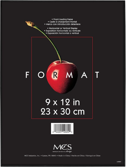 MCS 9x12 Picture Frame Black, Vertical & Horizontal Wall Hanging for Photos & Art Prints (1-Pack)