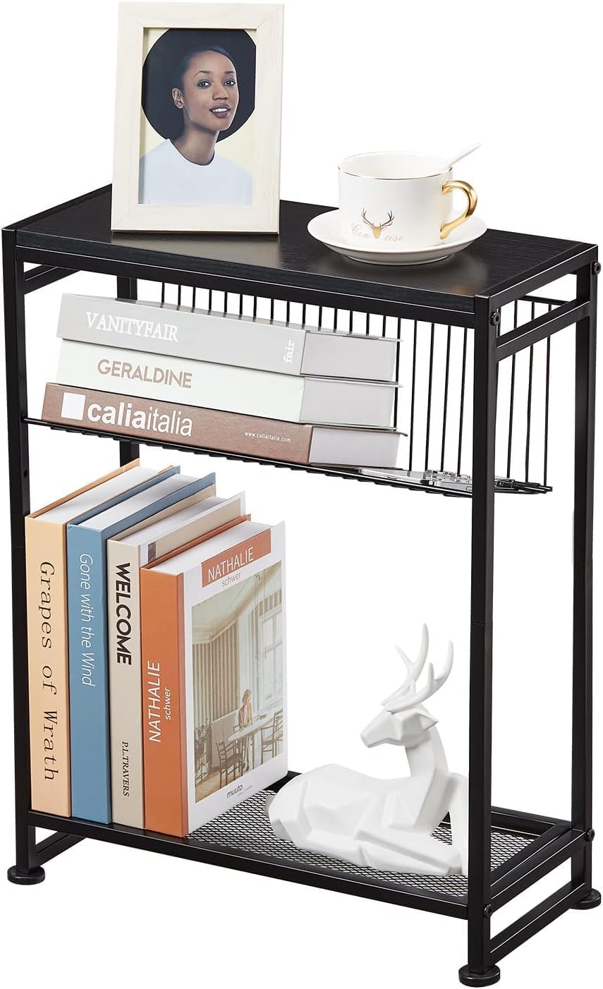 2 1 Dulcii Small Side Table for Small Spaces - Slim End Table with Magazine Holder - in Design Narrow End Table Living