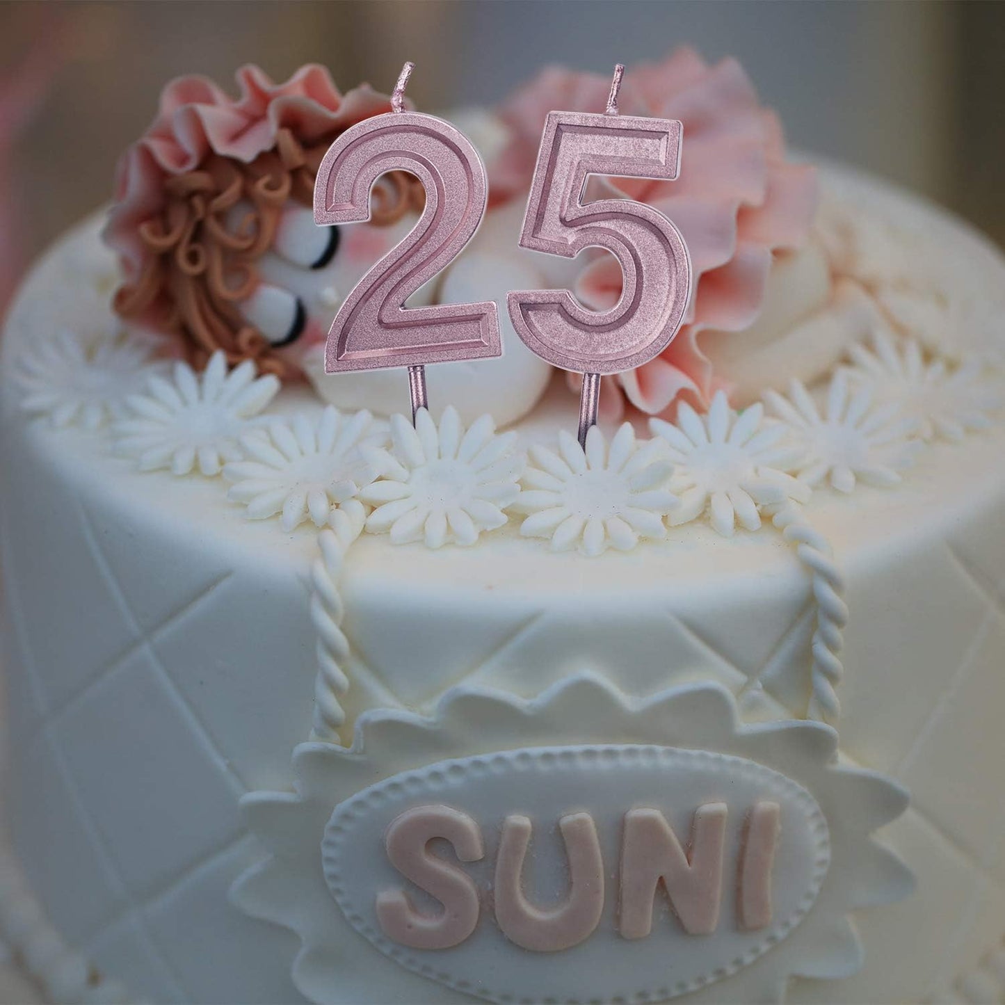 Luter Happy Birthday Cake Candles Number 6, Rose Gold Glitter Birthday Candle Cake Topper Decoration for Kids Adults