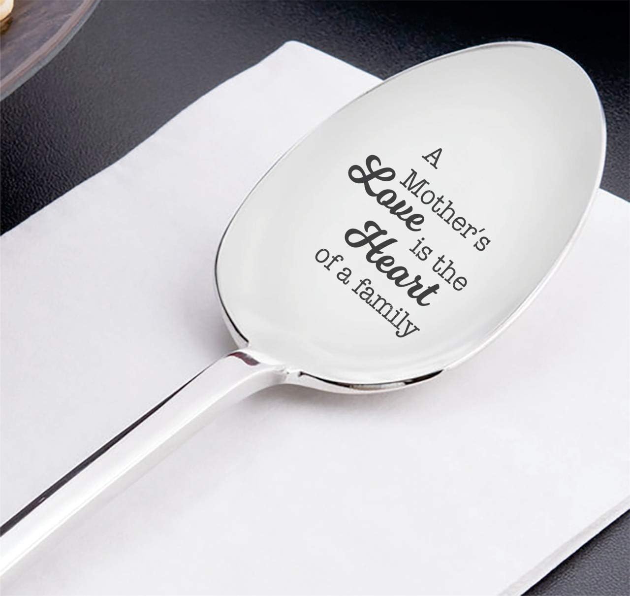 A Mother's Love Is The Heart Of A Family - Engraved Coffee Spoon Gift for Mom, Unique Birthday Gift