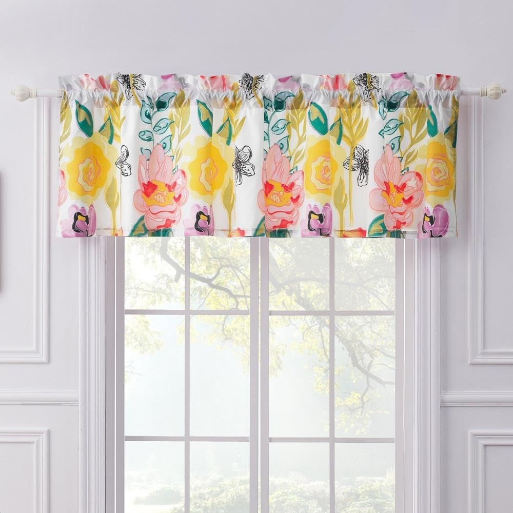 Greenland Home Watercolor Dream Window Valance, White - 84 x 19
