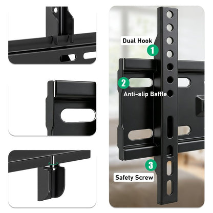 Alrhipvm Fixed TV Monitor Wall Mount for 12-43 Inches LED LCD TVs, Low Profile Small TV Mount, Flush Mount Flat Wall Bracket, Max VESA 200x200mm, Max Load 55lbs