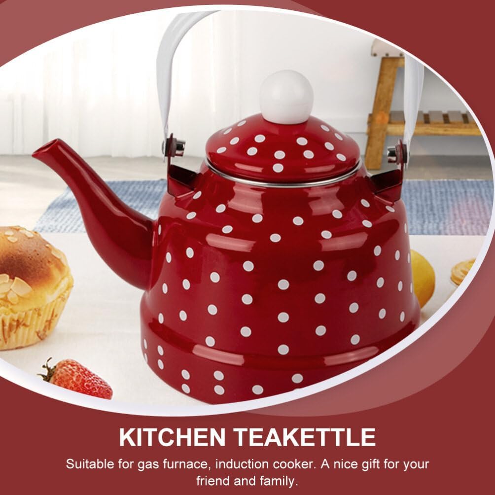 Luxshiny Enamel Stovetop Pour-Over Coffee and Tea Kettle, Small Boiling Water Pot, Camping Teapot