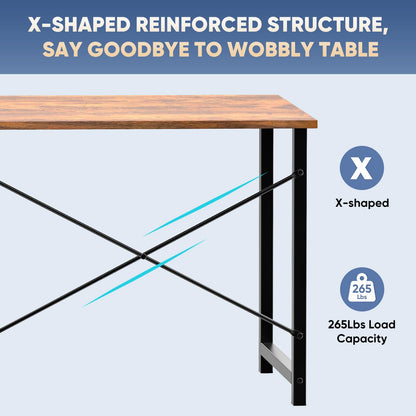 DUMOS 32 Inch Office Small Computer Desk Modern Simple Style Writing Study Work Table for Home Bedroom - Wood Brown