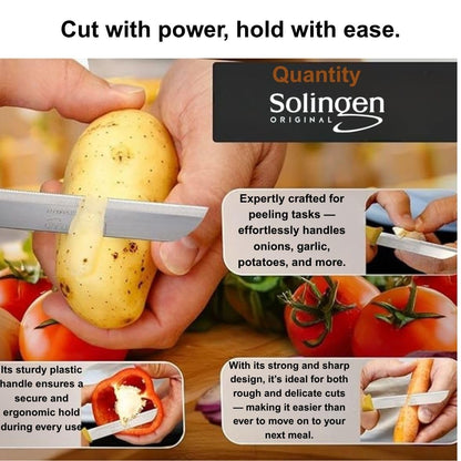 Solingen 6 Pcs Serrated Paring Knife Set – Sharp Small Kitchen Knives for Fruit & Vegetable – German Stainless Steel – Made in Solingen – Ideal for Cutting