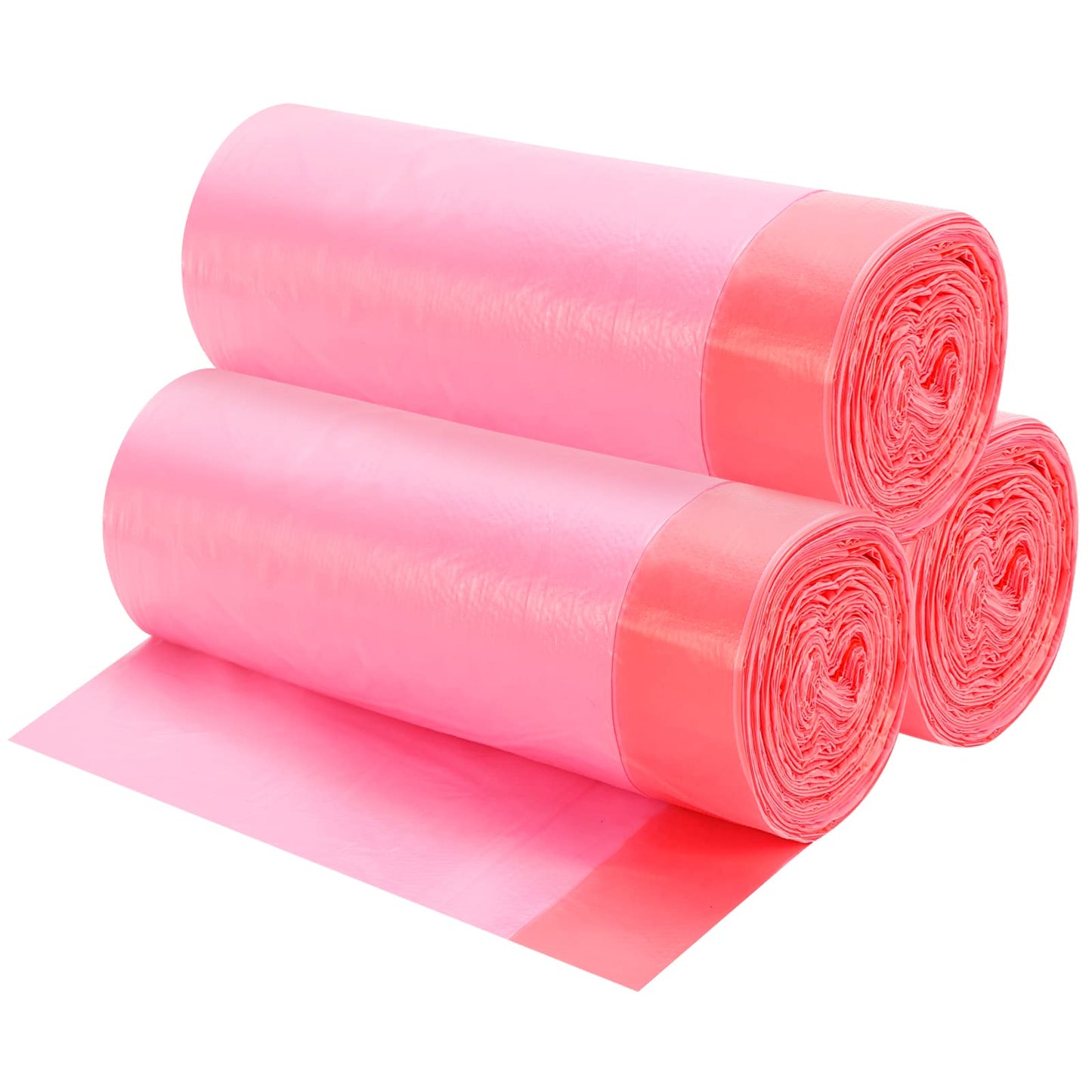 4 Gallon Drawstring Garbage Bags, Drawstring Trash Bags, Trash Bags for Office,Bathroom, Kitchen,Bedroom,3rolls/60 Counts(Pink)