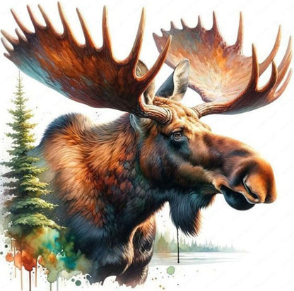 DIY 5D Diamond Art Painting Moose 16x16 Inch. Cute Animal Diamond Art Kits,Round Full Drill Rhinestone Embroidery for Home Wall Decoration