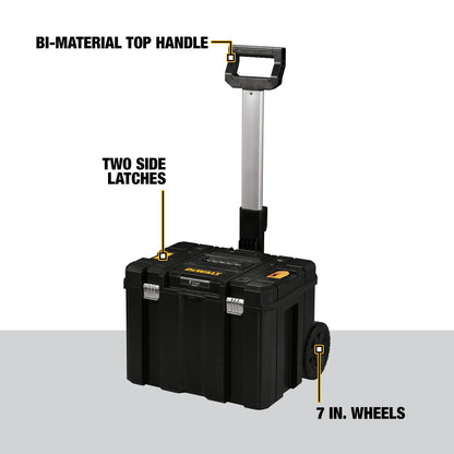DEWALT Tool Box with Wheels Modular, Large Rolling Tool Box With Telescopic Handle, Portable Carrier Deep Stackable TSTAK Storage (DWST17820)