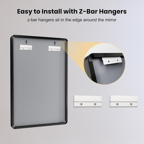LOAAO Black Metal Framed Bathroom Mirror - 60x28 Inch Rounded Rectangle, Anti-Rust, Versatile Hanging Options