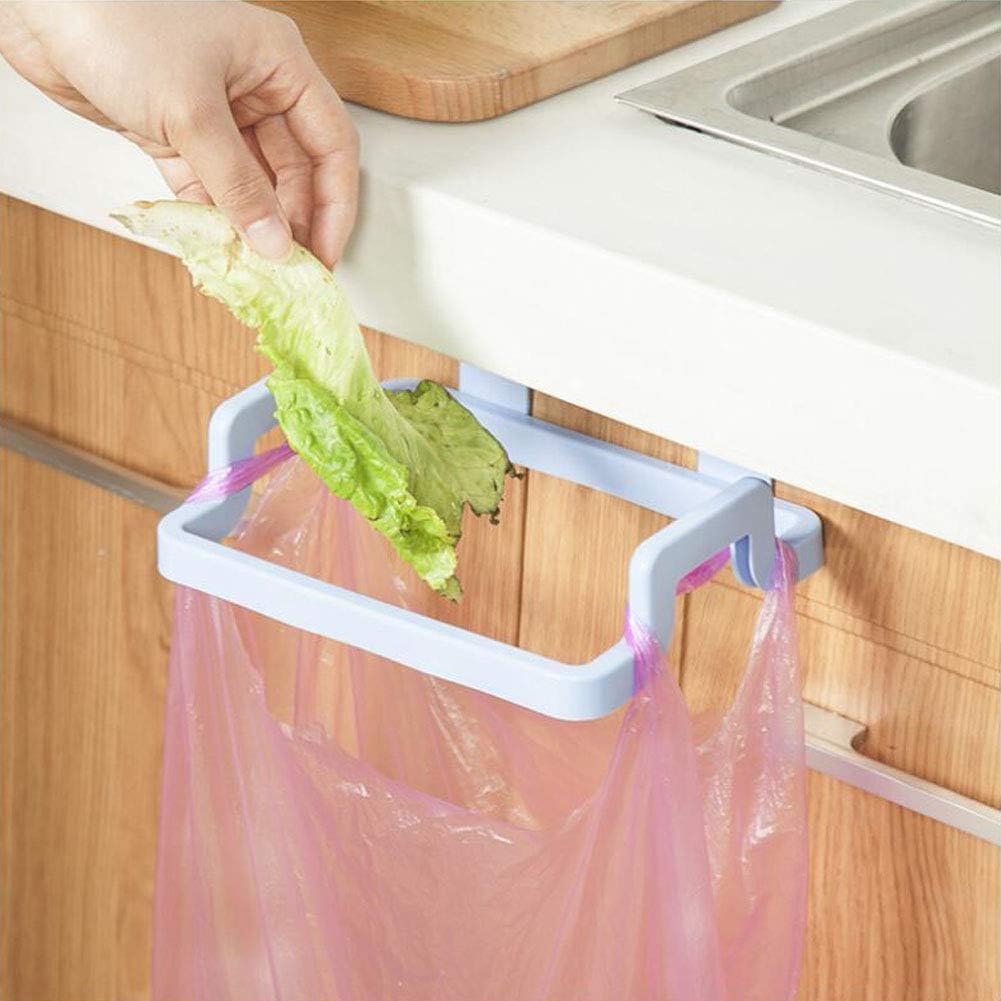 Pack 1) Kitchen Trash Bag Holder Towel Rack Garbage Bag Hanger Hanging Trash Garbage Hook(Blue