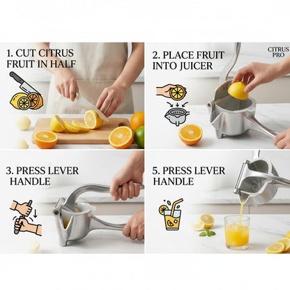 KIOOM Manual Juicer Hand Press – Handheld Fruit Juicer Squeezer for Orange, Lemon, Lime & Citrus – Heavy Duty Metal Juice Squeezer with Non-Slip Base