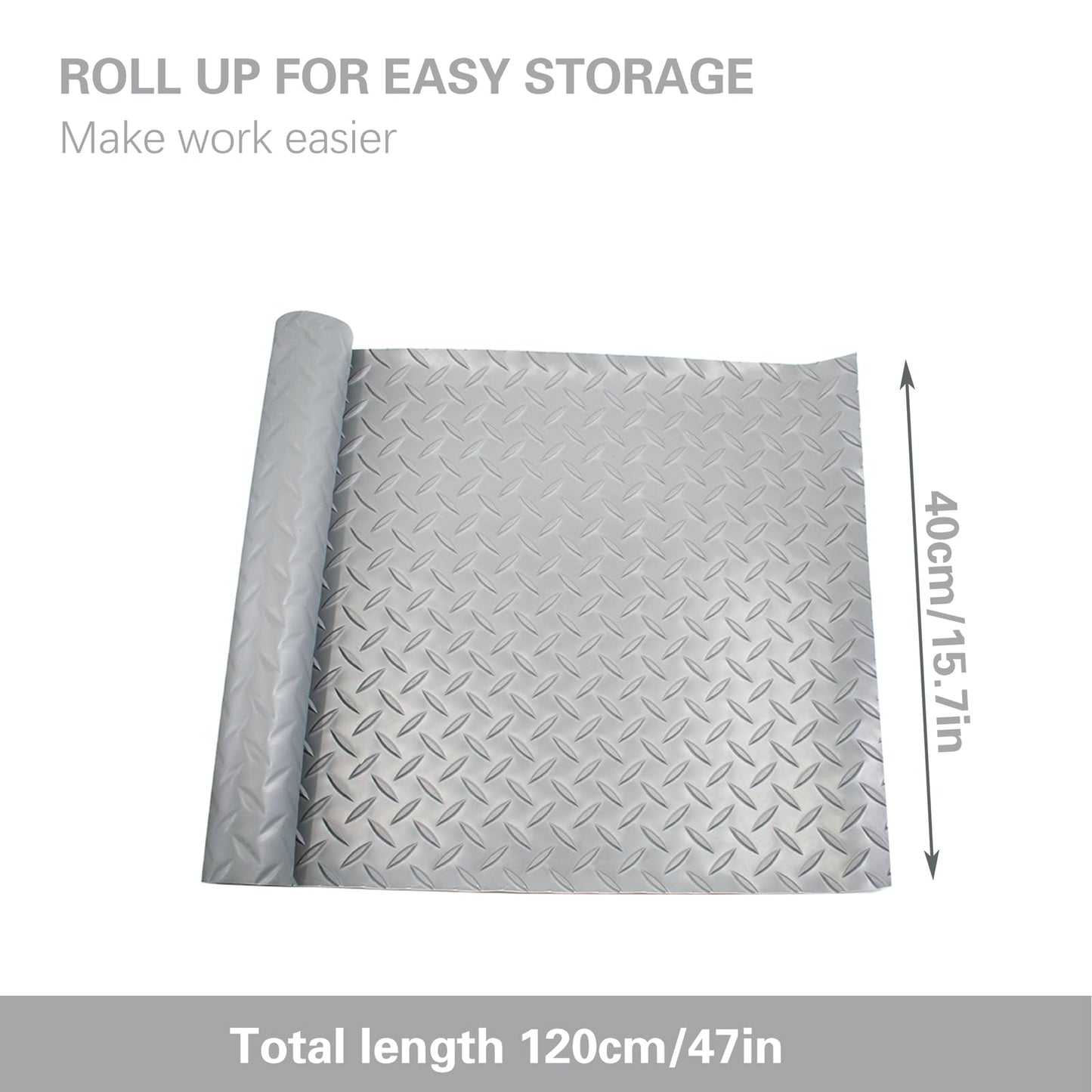 47.2'' x 15.7'' Work Bench Mat, Scratch-Resistant Non-Slip Steel Plate Texture PVC Pad for Protecting Workbench, Table, Tool Station, Gray Workbench Mat for Woodworking Painting DIY Crafting