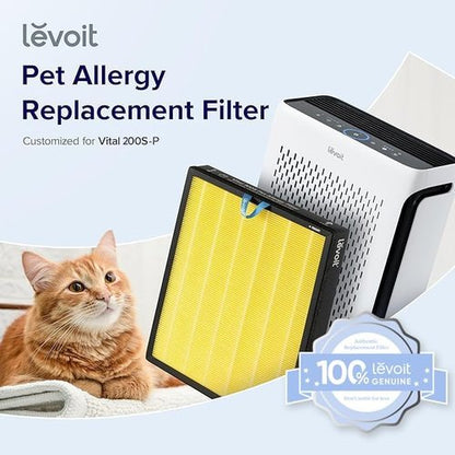 LEVOIT Air Purifier Replacement Filter - HEPA & Activated Carbon for Pet Allergies | Vital 200S-RF-PA, 1 Pack, Yellow