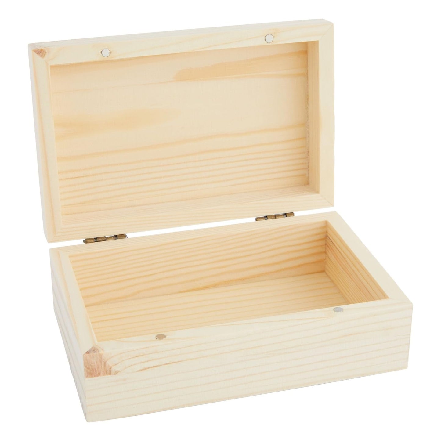 Bright Creations Wooden Boxes - 4 Pack, 5.5 x 3.5 x 2 in, Unfinished Pinewood - Wood Box with Hinged Magnetic Lid - DIY Crafts & Storage