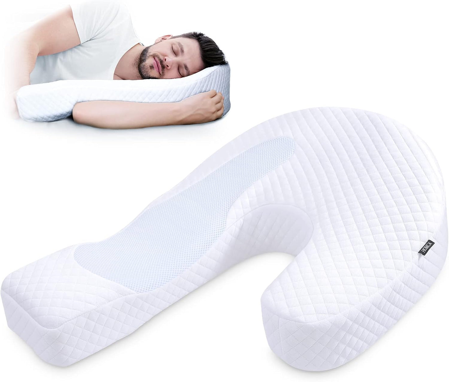 HOMCA Side Sleeper Pillows for Adults, Memory Foam U Shaped Pillows for Neck Pain Relief, Cervical Neck Pillow for Side