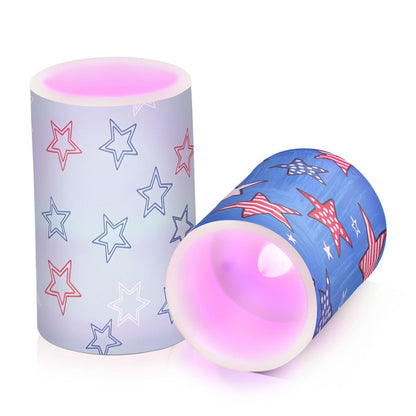 JULYTO Flameless Candles with Remote and Timer Navy Blue Fluid Ink Marble Battery Operated Candles Set of 2 Sparkling Flickering Pillar Led Fake Candles for Halloween Christmas Wedding Decor