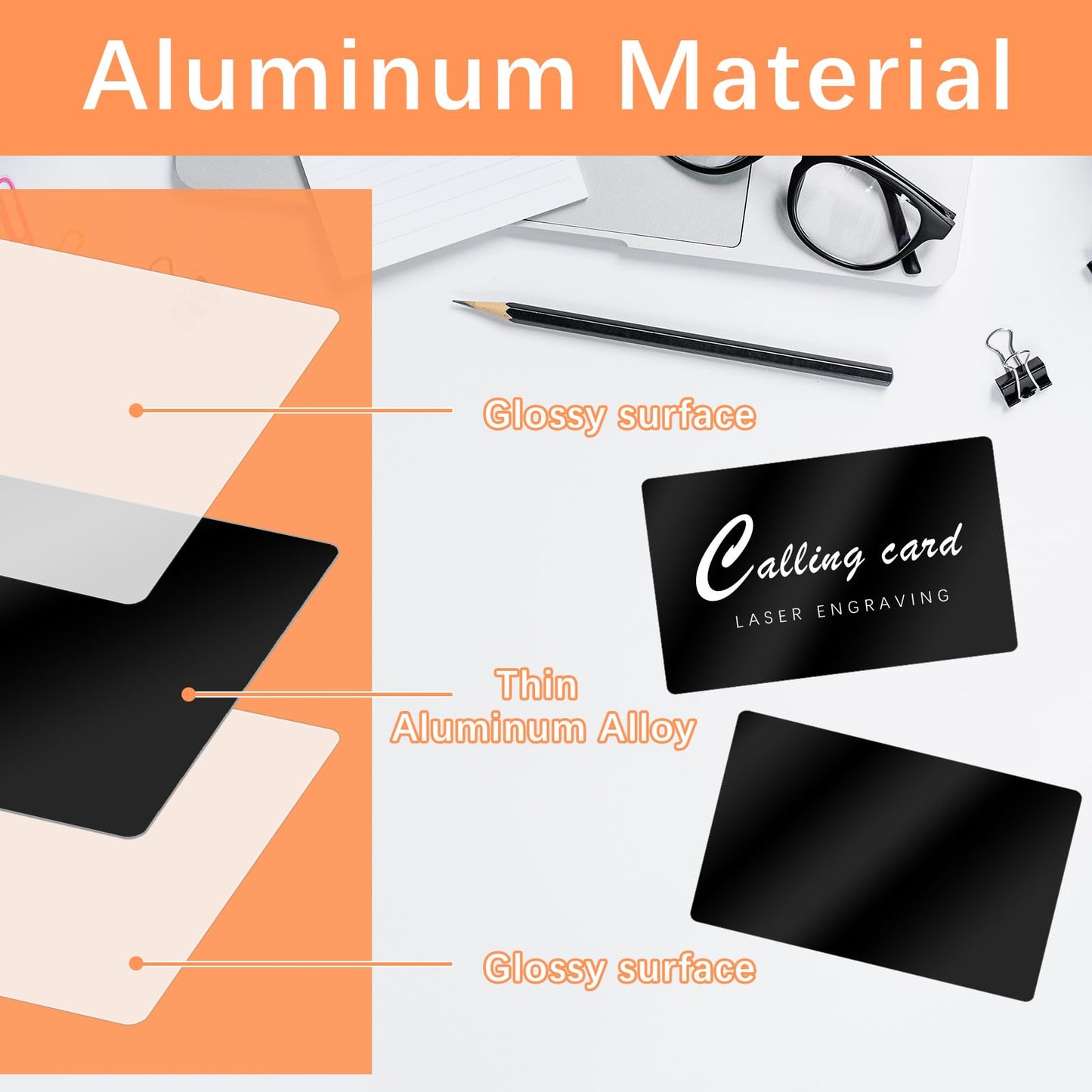 350 Pcs Metal Business Card Blanks, Black Aluminium Metal Business Cards for CNC Laser Engraving Engraver Multipurpose Personalized Custom Business Cards Blank Thickness 0.01 Inch