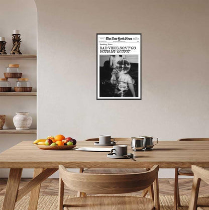 Generic 12x18in Retro Black and White Canvas Wall Art Funny Magazine Cover Newspaper Poster Vintage Disco Ball Bar Cart
