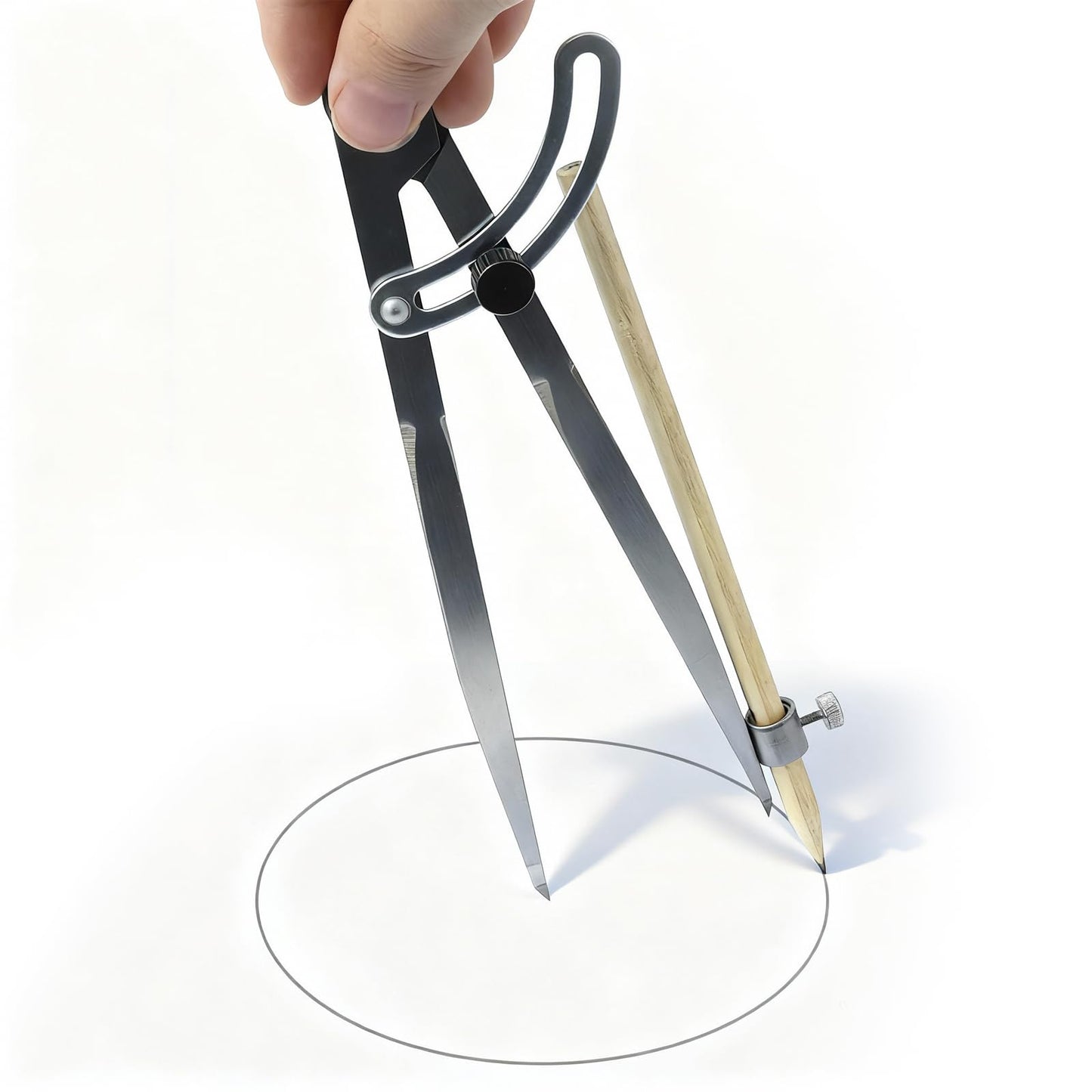 Kintuph 8-Inch Professional Woodworking Compass with Wing & Pencil Holder — Includes 8" Ruler and Pencil Sharpener Perfect for Accurate Circles, Layouts, and Geometric Designs