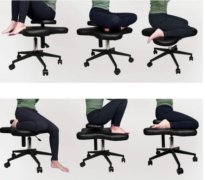360° Rotatable Meditation Chair for Improve Posture, Cross Legged Kneeling Office Chair Game Stool with Wheels, Waterproof Ergonomic Cross Legged Chai,White-One Size