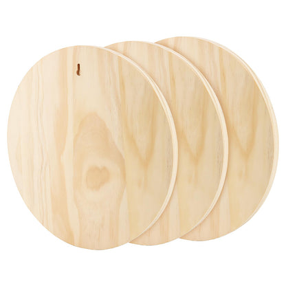 SOUJAP 3 Pack 11.8 Inch Round Wood Plaque, 30cm Unfinished Wood Circle Plaques, 3/4 Inch Thick Wooden Base for Craft, DIY Project, Home Decoration