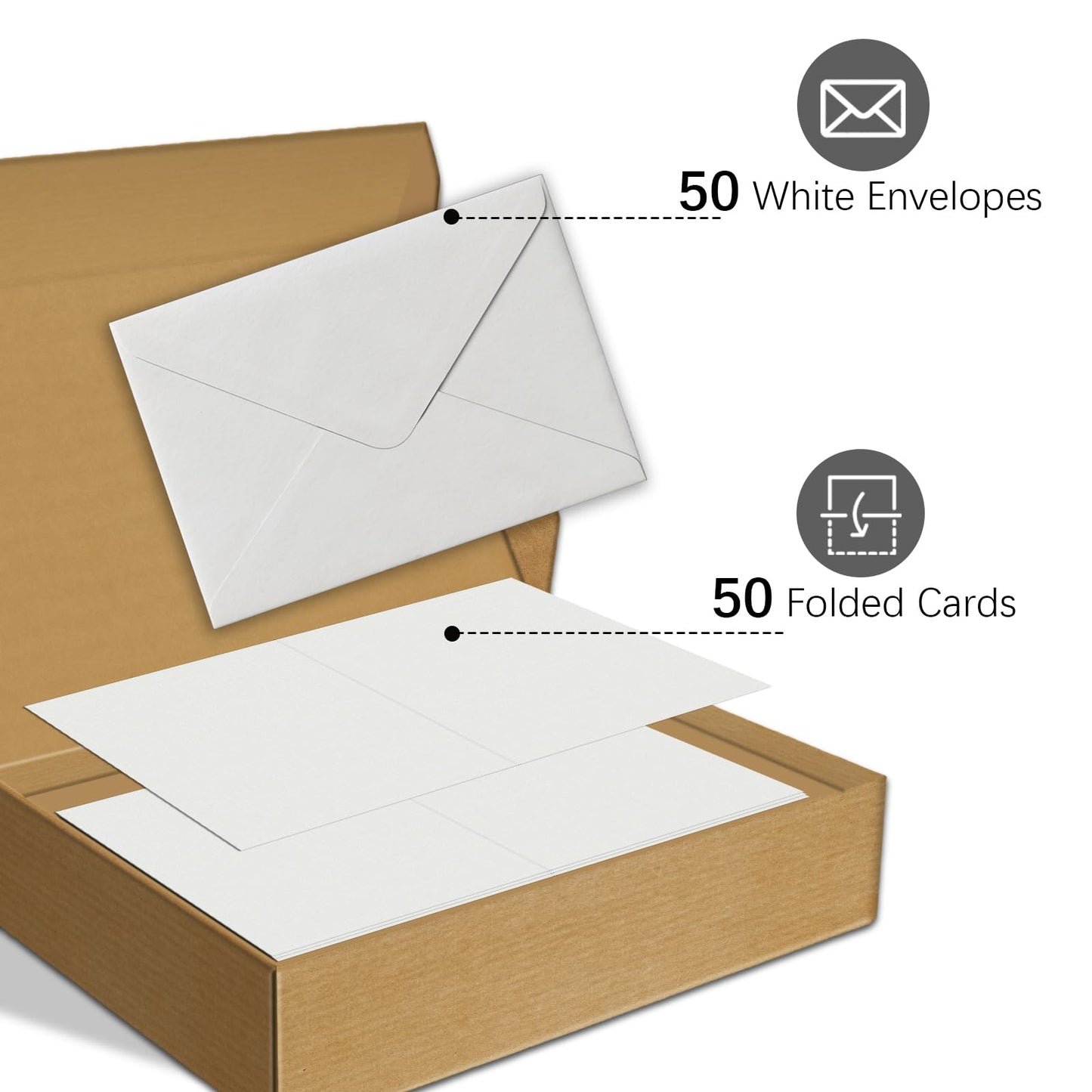 KOVIEDE 50 Pack Foldable Blank Watercolor Cards with Envelopes 4 x 6 Inch, 140lb Heavyweight, 100% Cotton, White, Acid-Free Water color Cards to Paint or Cards Making for Christmas Birthday