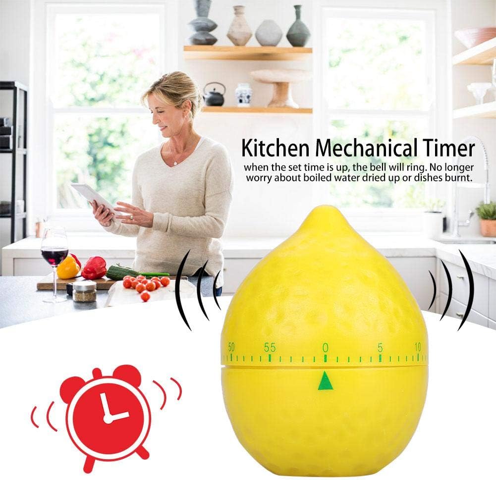 Jadeshay Lemon Shape Mechanical Kitchen Timer, Manual Counters Cooking Timing Tool