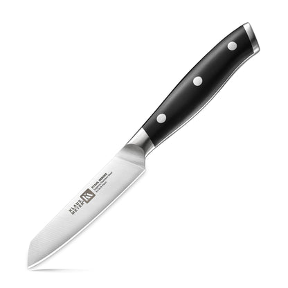 Klaus Meyer Stahl 3.5 inch Paring Knife High Carbon Exclusive German Steel Fruit Knife, Small Kitchen Knife with Ergonomic Handle (Black)