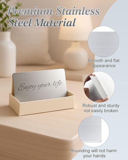 AOKLIT 30 pcs 304 Stainless Steel Metal Business Cards Blanks, 3.4 x 2.1 Inch Thickness 0.5 mm Metal Card Laser Engraving Steel Plates for Business House Customer DIY Gift