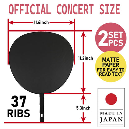 FUN-CREATE DIY Concert Uchiwa Fan Kit – 1 Black Hand Fan + 2 Neon Letter Stickers (Pink & Yellow) for K-Pop Events, Tours, Cheer Signs, oshi utiwa oshikatu oshikatsu