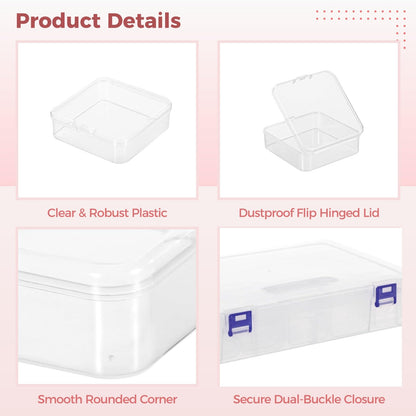 yeesport 138 Pcs Plastic Bead Storage Containers, Includes 135 Small Storage Boxes and 3 Large Organizer Cases, Clear Containers with Hinged Lids for Jewelry, Crafts, Small Items, Parts