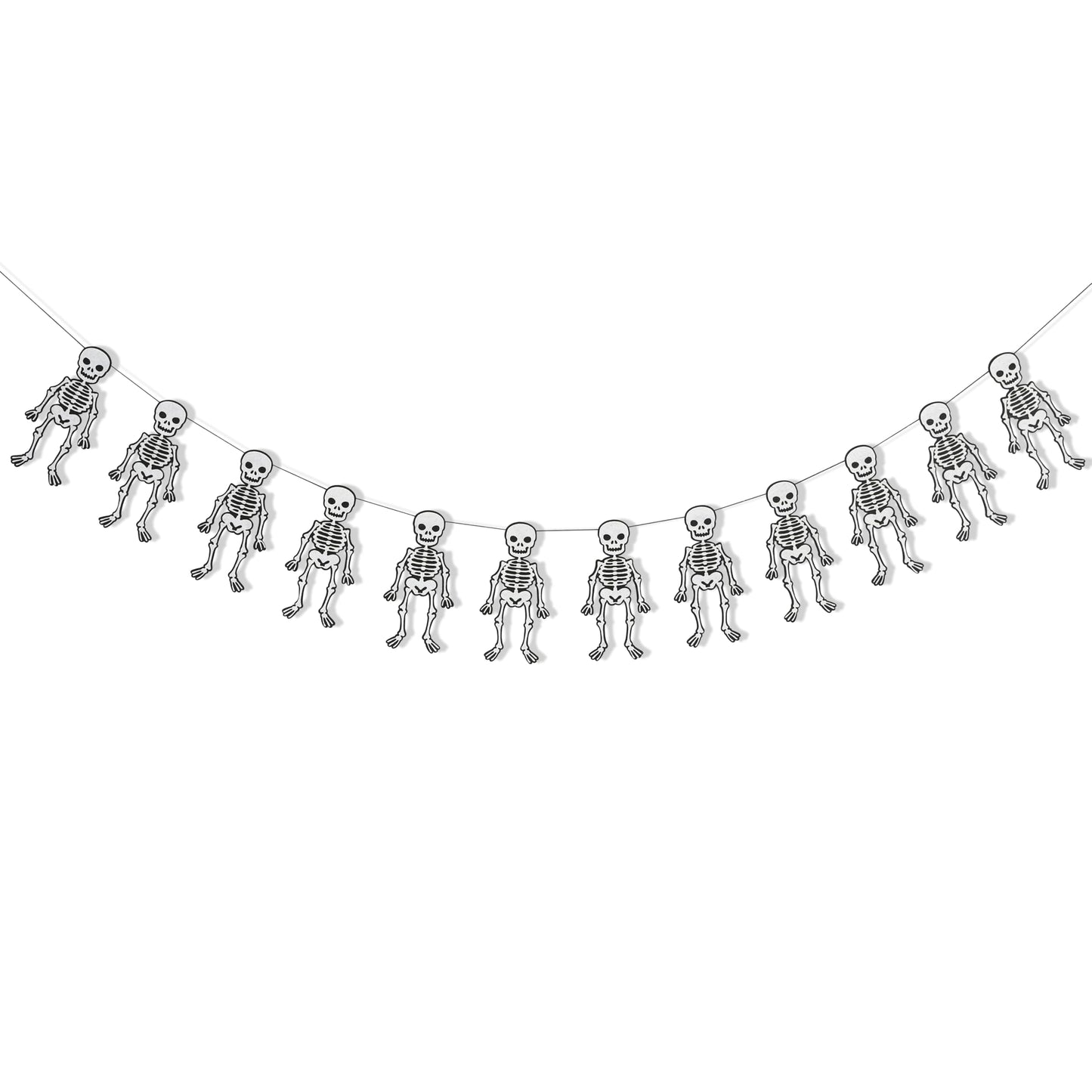 Halloween Skeleton Garland - Felt Halloween Birthday Party Banner, Gothic Theme Party Supplies, Bachelorette Parties Decoration and Gothic Weddings, Skeleton Decorations Cake Smash Photo Props