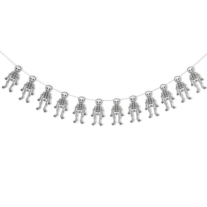 Halloween Skeleton Garland - Felt Halloween Birthday Party Banner, Gothic Theme Party Supplies, Bachelorette Parties Decoration and Gothic Weddings, Skeleton Decorations Cake Smash Photo Props