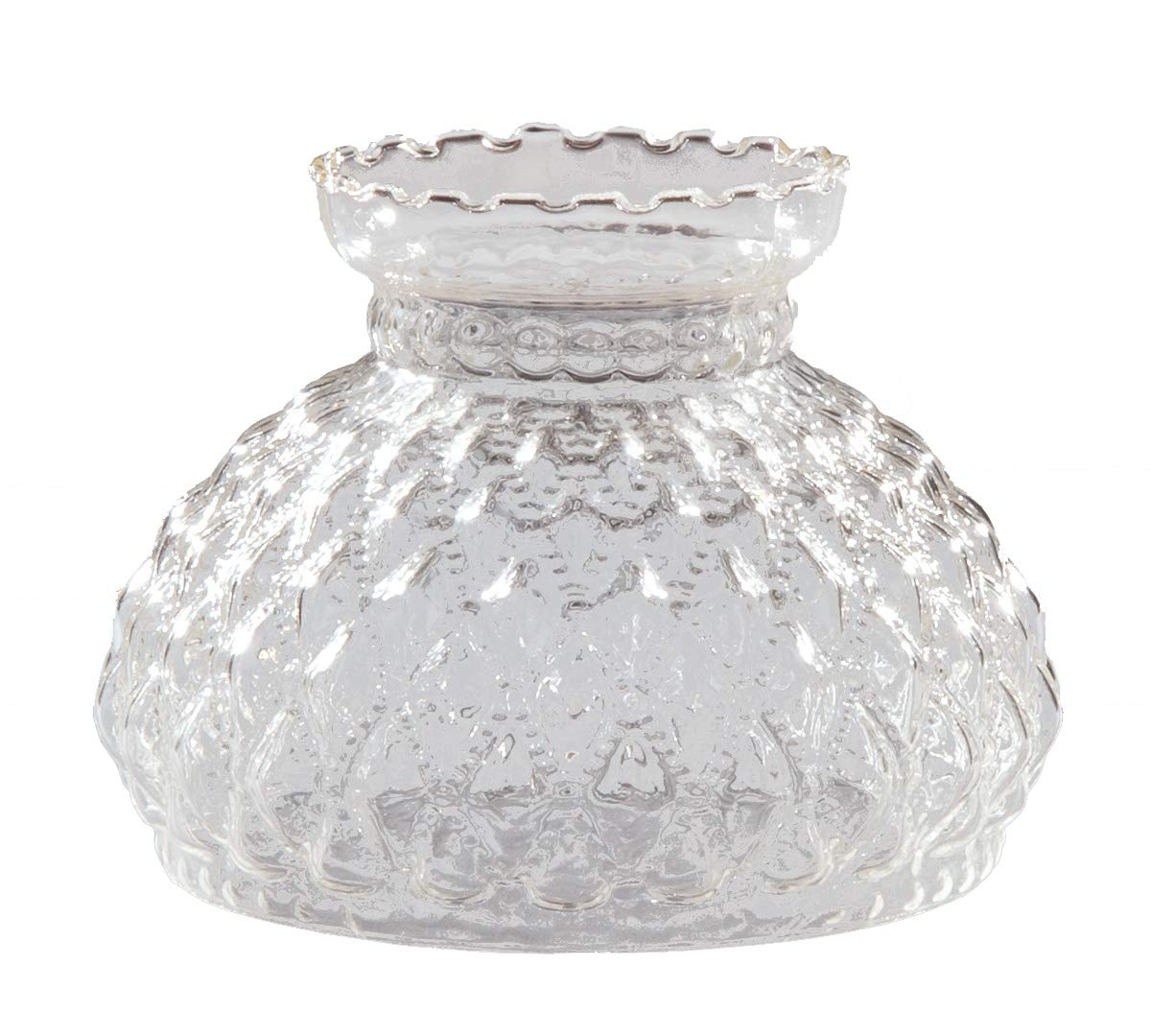 B&P Lamp® 7" Crystal Clear Diamond Quilted Patter Student Shade with Crimped Top