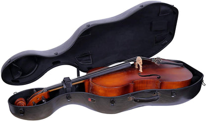 Crossrock Poly Carbon Composite Case fits for 3/4 Size Cello with Backpack and Wheels in Black(CRF102CETBKHT) (CRF1020CETBKHT)