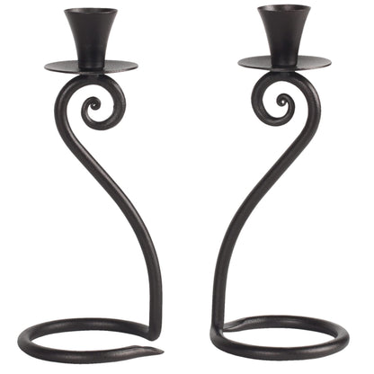 RTZEN Decorative Taper Candle Holders - Modern Wrought Iron Heart Shaped Large Farmhouse Candlestick Holders Stand 2 Pack Set - Black Tall Candle Holder for Table Centerpieces at Home or Events