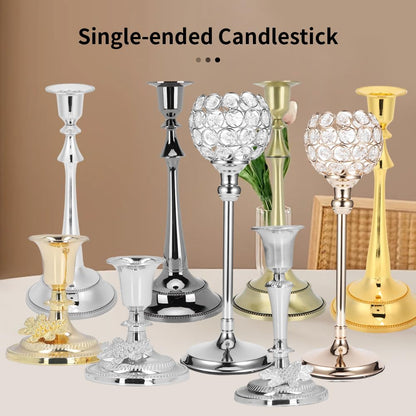 MOUMOUTEN Candelabra,2Pcs 1 Arm Gold Candlestick Holder Length 25cm Decorative Ambience Ornament for Home,Wedding, Restaurant and Other Occasions