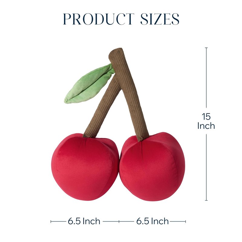 Phantoscope Fruit Shaped Pillow Series Cherry Shaped Throw Pillow, Fun Home Decor of Fruit Themed Cushions, Fall Decorative Pillow for Couch, Bed and Chair, Red, 15 x6.5 inches